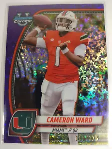 CAM WARD 2024 Bowman Chrome U Purple Mini Diamond Refractor /375 Tennessee NFL - Picture 1 of 4