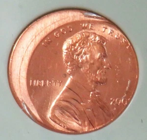 2003 USA LINCOLN CENT STRUCK 15% OFF CENTER MINT ERROR COIN MINT STATE RED - Picture 1 of 2