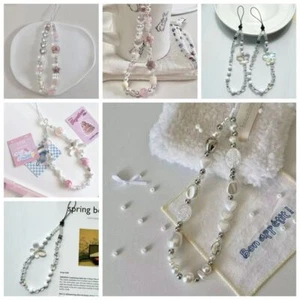 Phone Charm Pearl Beads Lanyard Hanging Cord Cell Phone Strap Jewelry Gift - Zdjęcie 1 z 12