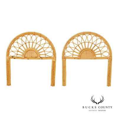 Par de cabeceros dobles de bambú y ratán estilo costero boho vintage Foto 1 de 4