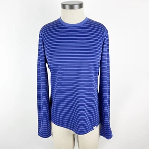 Patagonia Capilene Womens Top Medium Blue Striped Long Sleeve Pullover - Picture 1 of 10