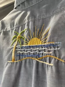 VTG 70s Big Mac Embroidered Blue Chambray Work Shirt USA Sunshine & Stars + - Picture 1 of 13