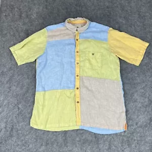Territory Ahead Shirt Mens XLT Multicolored Colorblock Linen Short Sleeve Patch - Picture 1 of 14