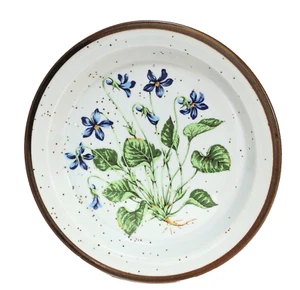 Steingut gesprenkelter Salatteller violett #202 braun Japan - Bild 1 von 5