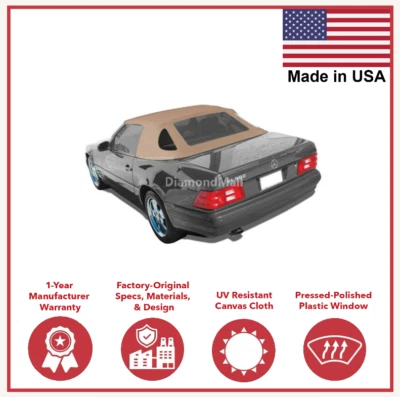 Подходит для Mercedes R129 SL кабриолет мягкий верх 1990-2002 желтовато-коричневый холщовая ткань - Изображение 1 из 4