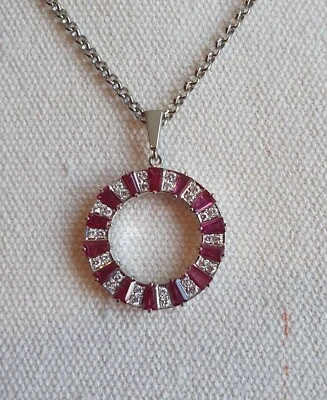 Ruby & Diamond Necklace Beautiful Gemstones As New Condition Val $7150 - Image 1 of 4