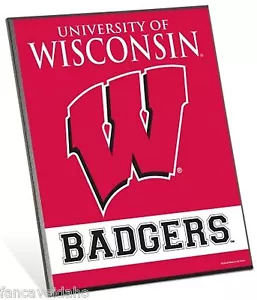 Wisconsin Badgers Premium 8" x 10" Solid Wood Easel Sign - Picture 1 of 2