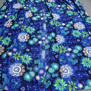 De Colección Groovy Mid Century ALGODÓN Azul Floral Cortinas Tela Años 60 70 W48' x L75' - Imagen 1 de 11