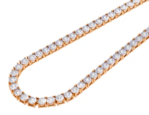 Illusion 6 CT Real Diamond Tennis Chain Necklace 5.5MM 22" 10K Rose Gold - Picture 1 of 5