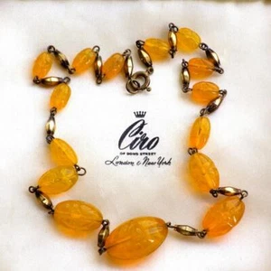 Vintage Antique Art Deco Moulded Glass Necklace Max Neiger 1930's Czech - Picture 1 of 11