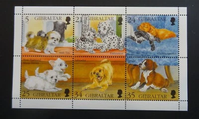 Gibraltar Sc# 702, Puppy Dogs MNH Souvenir Sheet of 6 - 1996 (1058) Foto 1 de 2