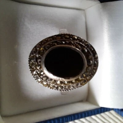 ANELLO GIOIELLO ARGENTO ONICE DONNA VINTAGE  - Immagine 1 di 4