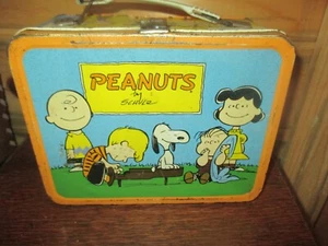THERMOS Vintage SNOOPY & PEANUTS GANG Metal LUNCHBOX - 1970's - Picture 1 of 6