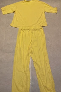 SHEIN CURVE WOMEN'S SIMPLE DAILY TOP & PANTS 2-PIECE SET YELLOW ~ SZ 0XL ~ NWT - Picture 1 of 11