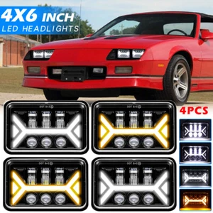 4PCS Fit 1982-1992 Chevrolet Camaro Z28 4x6" LED Headlights Halo DRL Hi-Lo Beam - Bild 1 von 12