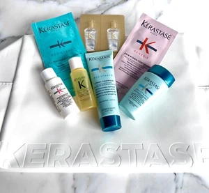 KÉRASTASE LUXURY HAIR TRAVEL SAMPLES & HUGE BAG POUCH 8 PIECE SET ELIXIR GENESIS - Picture 1 of 4