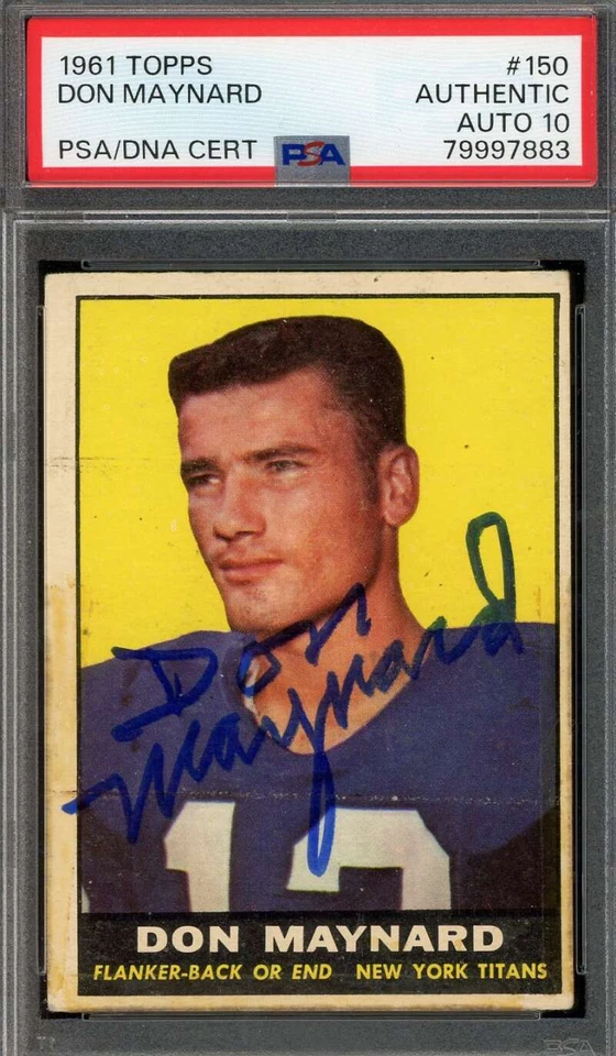 Don Maynard Gem Mint 10 PSA DNA Signed 1961 Topps Rookie Autograph - Image 1 of 1