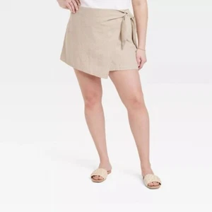 Womens High-Rise Linen Blend SKORT By A New Day Size 24 Beige - Picture 1 of 11