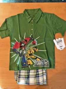 **NUEVO CON ETIQUETAS~TRANSFORMERS Bumblebee Optimus Prime 2 piezas juego corto de polo *Talla 6 - Imagen 1 de 12