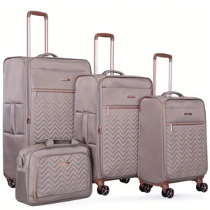 4 Piece Luggage Set Softside Expandable Lightweight Suitcase with Double Spinner - Picture 1 of 3