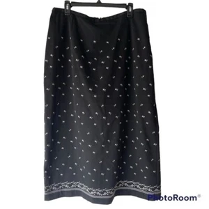 ColdWater Creek Women Petite Plus Size XL Black Floral Embroidered Maxi Skirt - Imagen 1 de 9