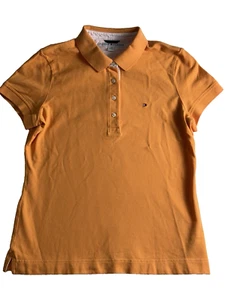 Tommy Hilfiger Polo Shirt Women's Size Large Orange Short Sleeve Pique - Picture 1 of 8