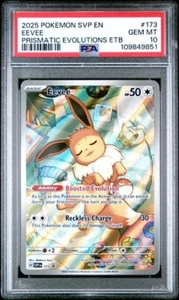 Pokemon Eevee Prismatic Evolutions ETB Illustration Rare Promo SVP EN 173 PSA 10 - Picture 1 of 2