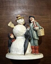 Vintage Norman Rockwell Grandpa Snowman Porcelain Figurine 1980 Japan