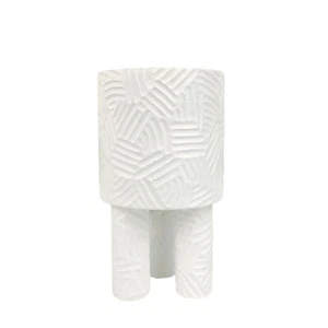 Urban White 21cm Concrete Tall Planter Plant Flower Pot w/ Legs Desk Home Decor - Picture 1 of 1