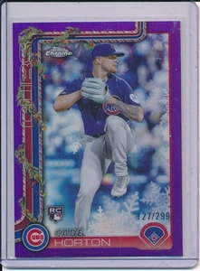CADE HORTON 2025 Topps Holiday Chrome VIOLA /299 RC Rookie Card Cubs SP - Foto 1 di 1