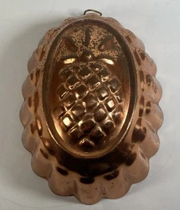 Vintage Portugal Kupfer Zinn Gefüttert Oval Ananas Form Jello Kuchenform Wandkunst 🍍 - Bild 1 von 5