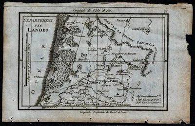 1793 - Landes - Carte très ancienne - Département français - Gravure ancienne - Photo 1/4