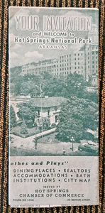 1940's Hot Springs National Park Arkansas Travel Brochure Map Lake Quachita - Picture 1 of 9