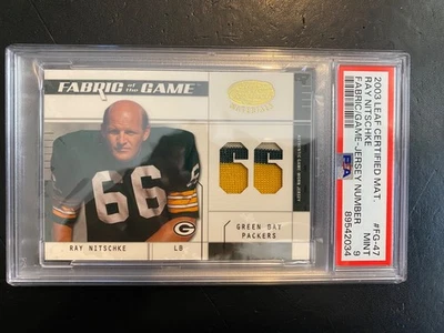 2003 Leaf Certified Ray Nitschke DieCut  3 Color Jersey #24/66 PSA MINT 9 - Image 1 of 2