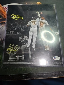 Photo Fernando Tatis Jr Manny Machado fanatiques double auto 8 x 10 Beckett Padres - Photo 1/8