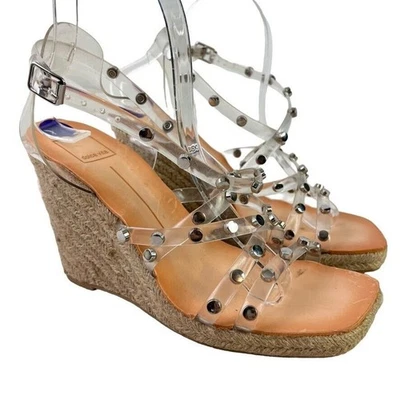 Dolce Vita Maxton Alpargata Mujer Transparente Tachonado Cuña Sandalias Puntera Cuadrada 8.5 Foto 1 de 4