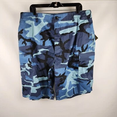 ROTHCO Shorts 65218 BDU Mens Combat Button Fly Cargo Sky Blue Camo Size XL NWT - Image 1 of 4