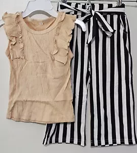 Toddler Baby Girl Summer Outfit Pants Sets Ruffles Sleeveless Tank Top/pants - Picture 1 of 4