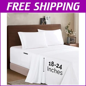 Luxury Microfiber 1500 Thread Count 4-Piece Sheet Set - Queen, Extra Deep Pocket - Picture 1 of 10