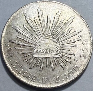 MEXICO - 8 Reales - 1888 Zs. FZ - Zacatecas - Km-377.13 - About Uncirculated! - Picture 1 of 2