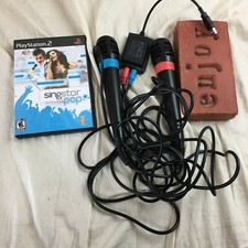 SingStar Pop Microphones Adapter Dongle Bundle Lot Playstation 2 Karaoke Game
