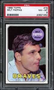 BB - 1969 Topps - #79 - Milt Pappas - PSA 8 - casi nuevo-como nuevo - Imagen 1 de 2