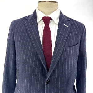 Gant Rugger Blue Chalk Line Blazer 38R Wool Blend Sport Coat Surgeon's Cuffs - Picture 1 of 12