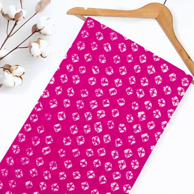 Rani Pink Bandhej Cotton Tie Dye Fabric Women Dress Carfting Qtilting Fabric - Image 1 of 4