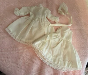Vintage Doll Dress Handmade Creamy White Gown For 10” - 12” Antique Doll - Picture 1 of 7