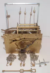 Kieninger Antique 5 Tube Grandfather Clock Movement & Moon Dial Parts Repair - Picture 1 of 21