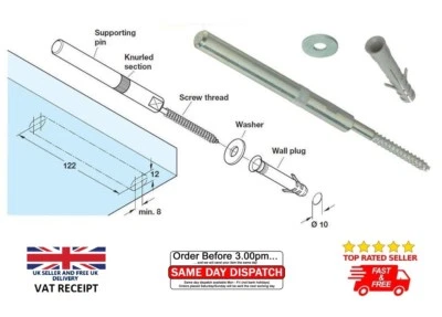 CONCEALED HIDDEN SHELF SUPPORT BRACKETS FIXING MOUNT 120mm FOR FLOATING SHELVES - Image 1 of 4