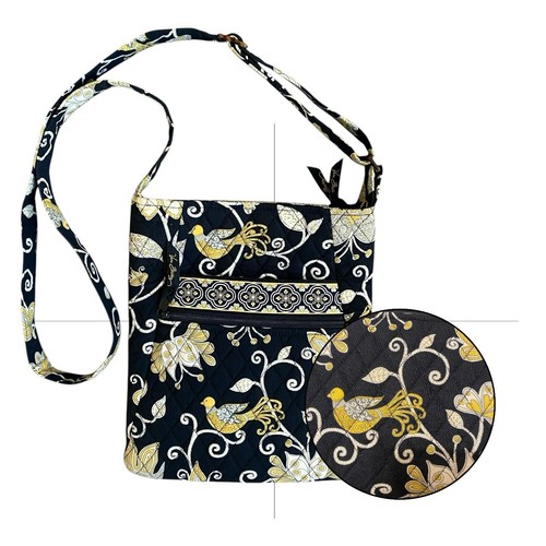 Borsa a tracolla Vera Bradley Hipster nera floreale tracolla regolabile