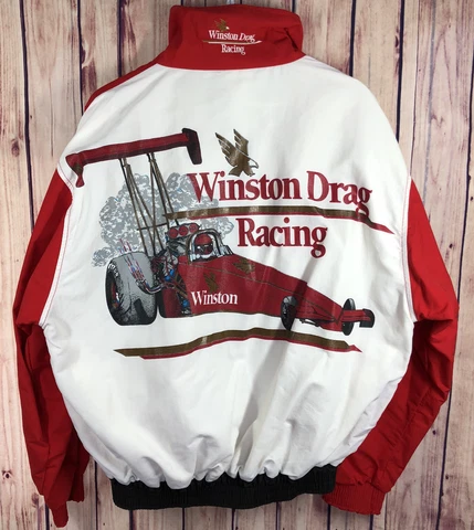 Berkley Sportswear Mens Jacket  “Winston Drag Racing” Size  Large Vintage Single Cover