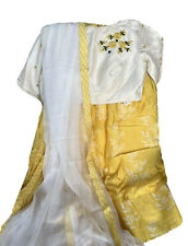 Yellow And Cream Cotton Silk Floral Party Wear Lehenga With Stitched Blouse